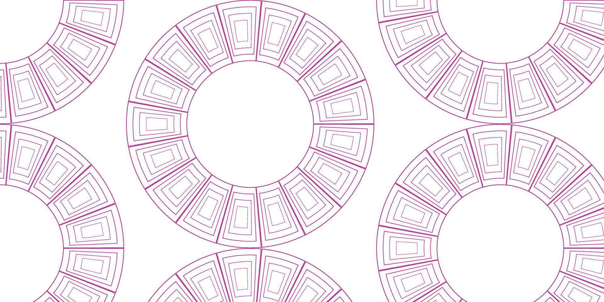 Geometric circular pattern with magenta outlines vector