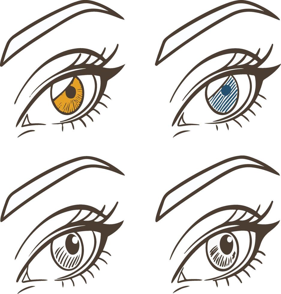 Four different colored eyes vector