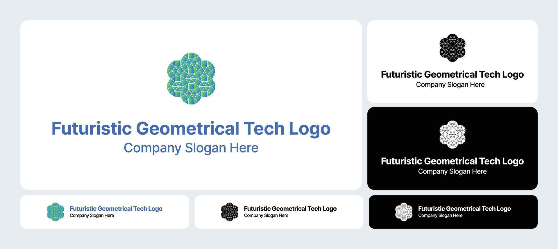 Futuristic Geometrical Tech Logo Cutting Edge Geometric Technology Design vector