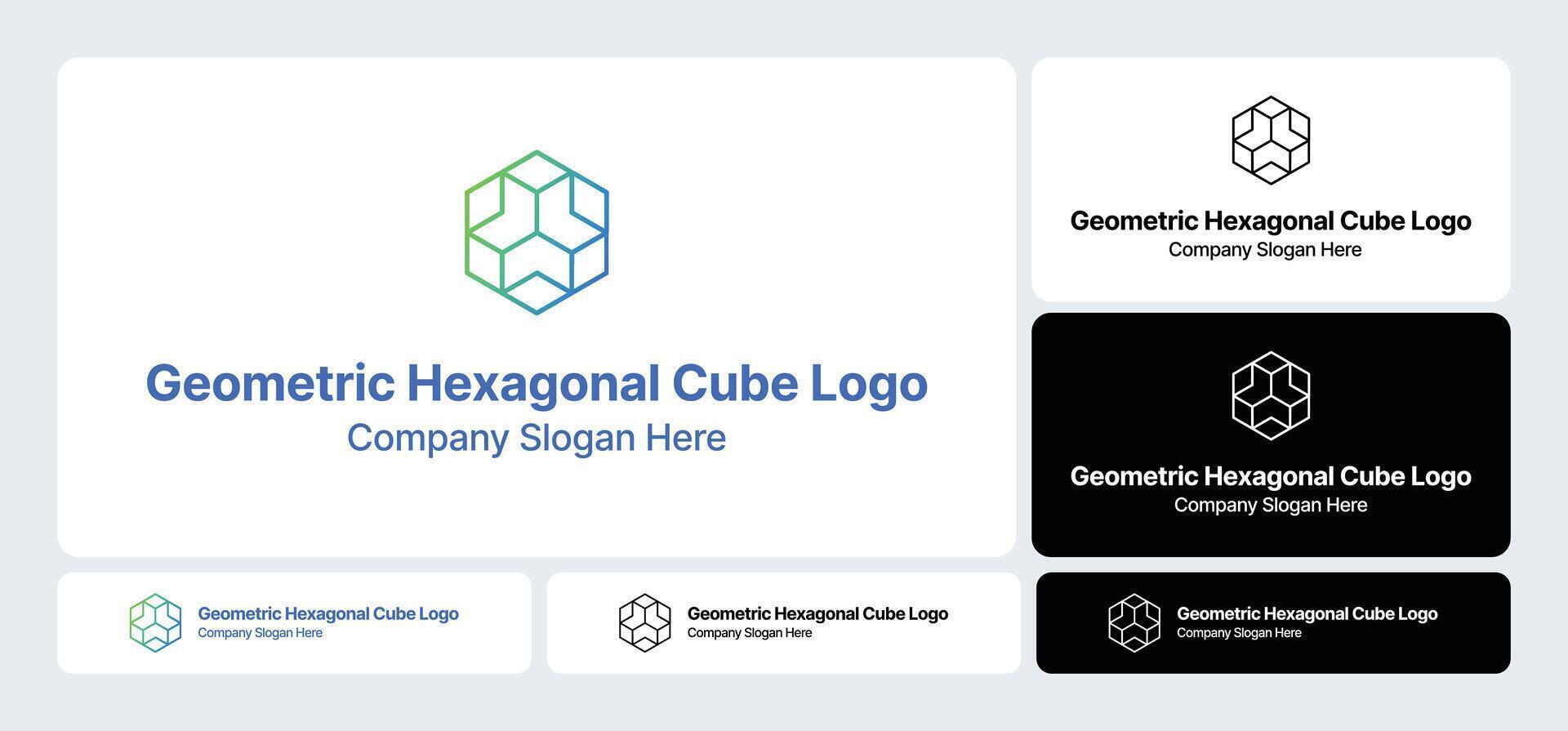 Geometric Hexagonal Cube Logo - Modern 3D Hexagon Design vector
