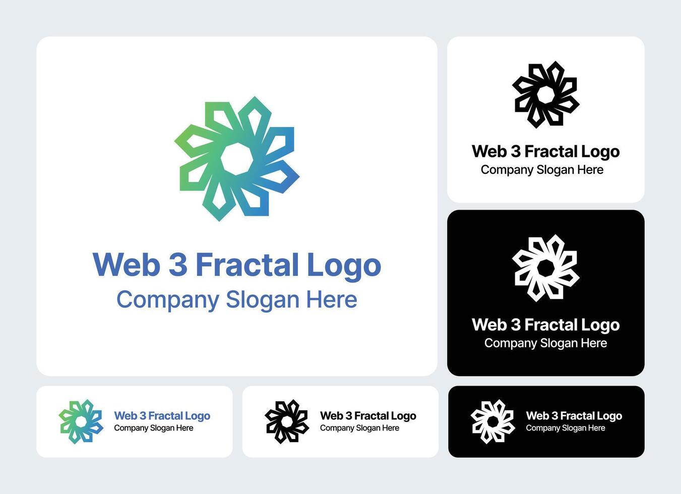 Web 3 Fractal Logo- Merging Decentralized Web Concepts with Intricate Fractal Designs vector