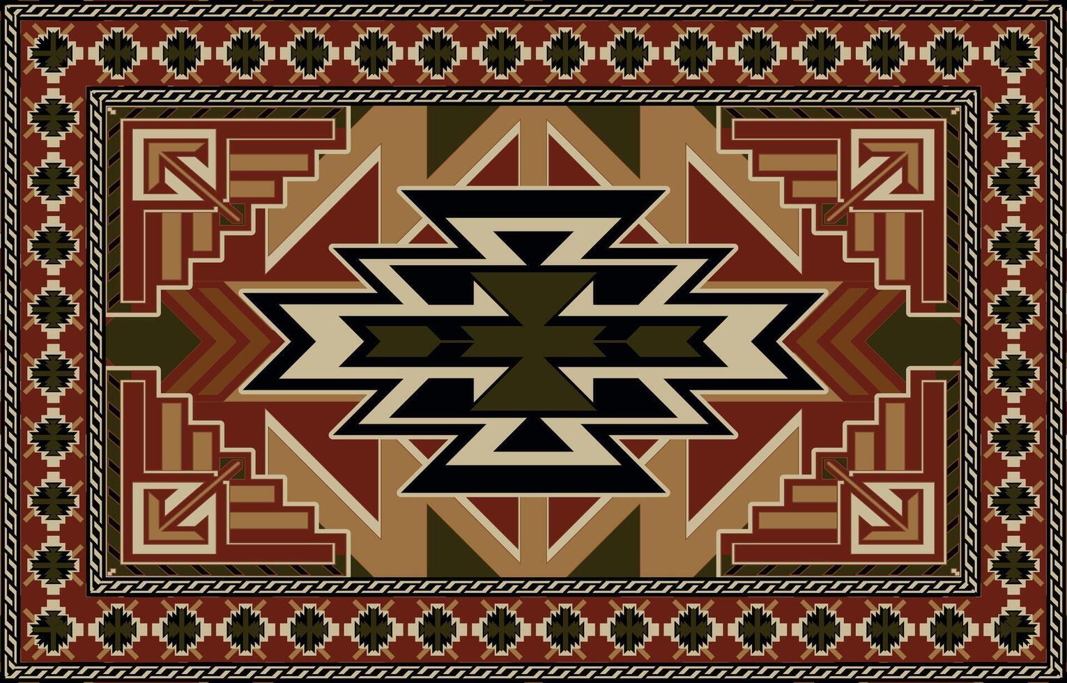 Geometric design carpet Aztec, carpet for room decoration pattern rug vector