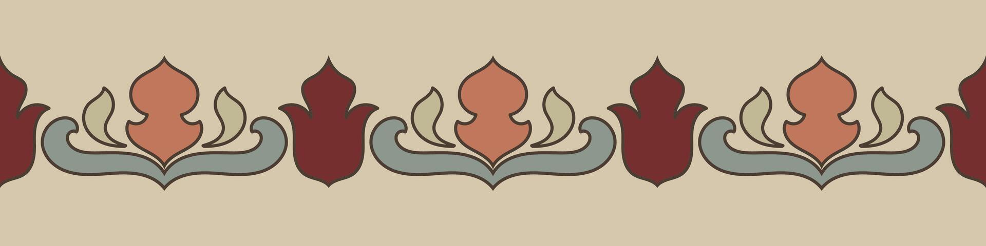 Vintage floral abstract lines for fabric borders, carpet borders vector