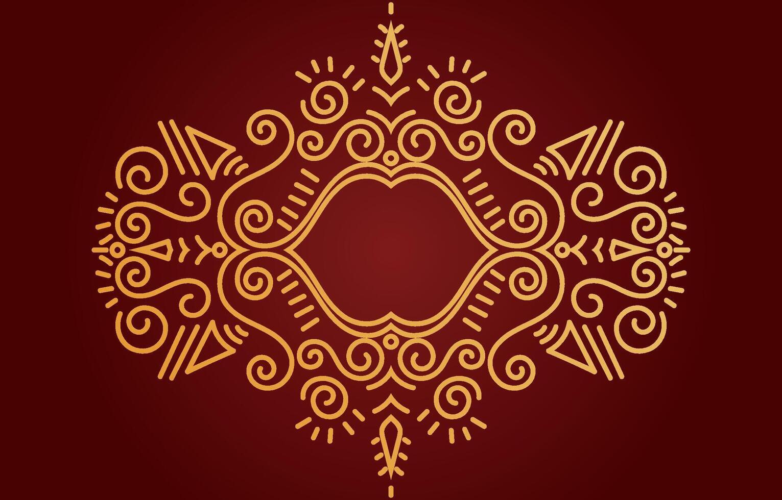 Luxurious golden ethnic tribal patterns on a red background. vector