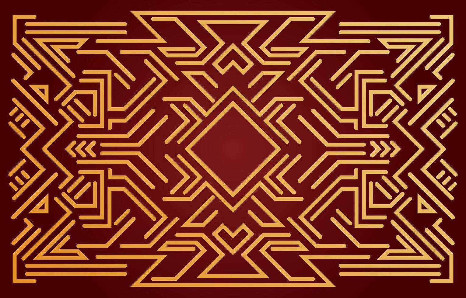 Art Deco Golden , Geometric Gatsby Frame on Red vector