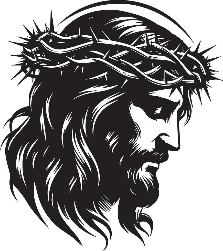 jesus with crown of thorns on his head vector