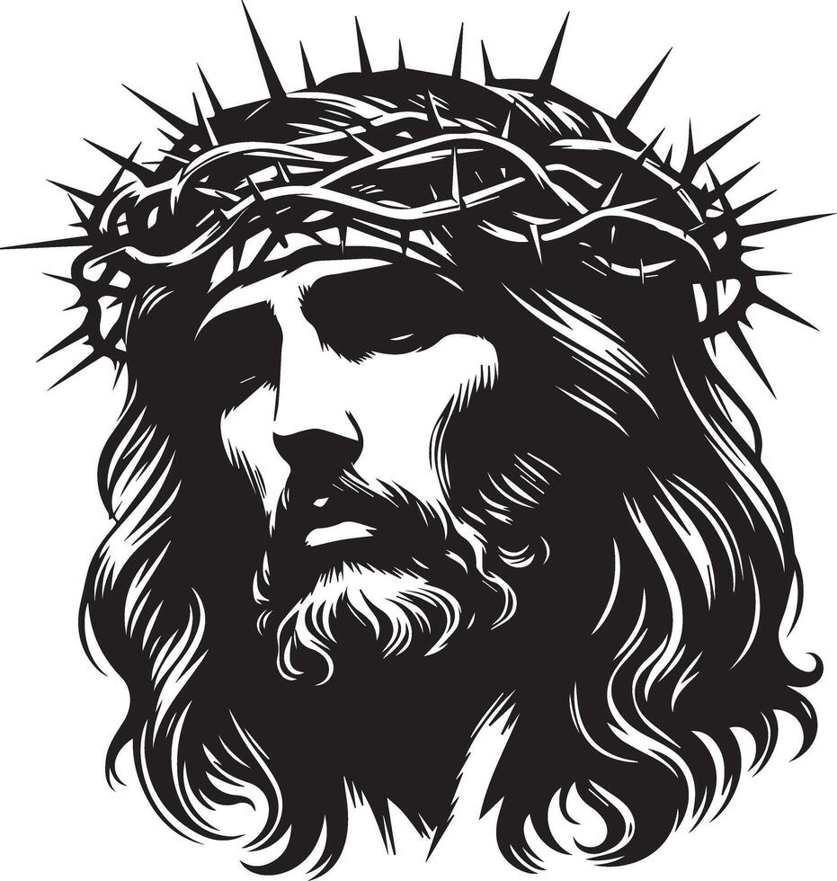 jesus christ with crown of thorns on his head vector