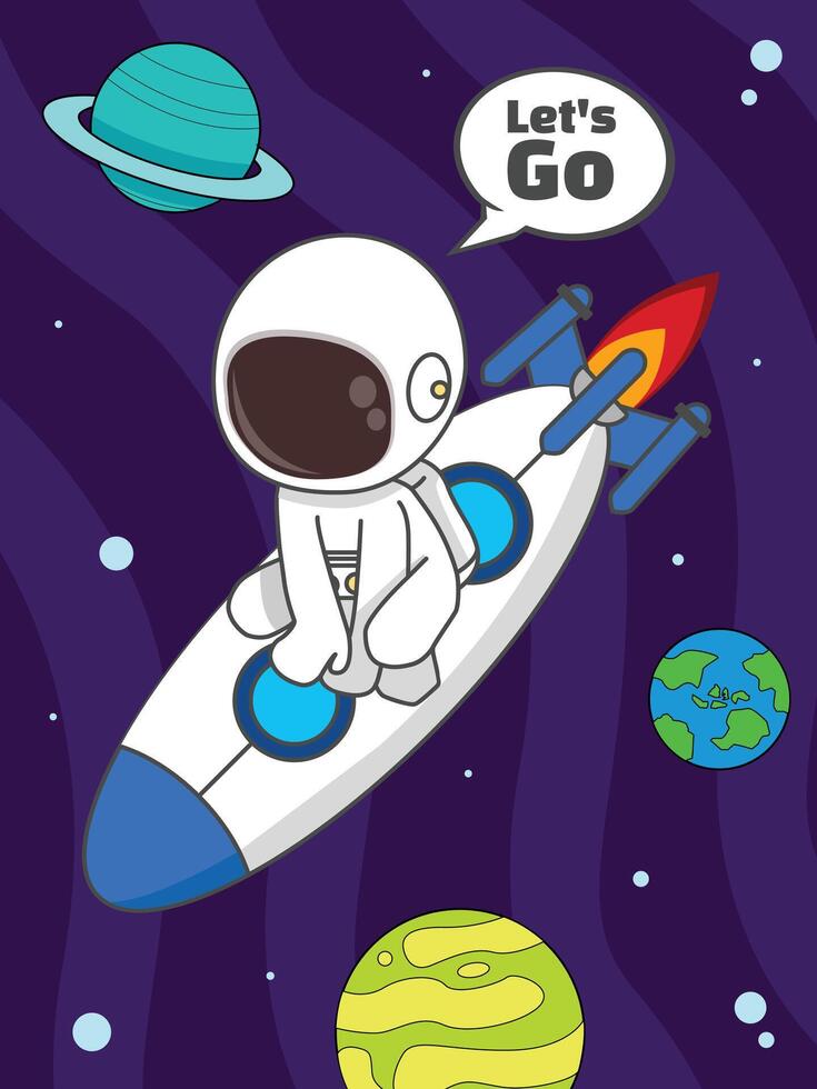 Chibi Astronout Fly vector