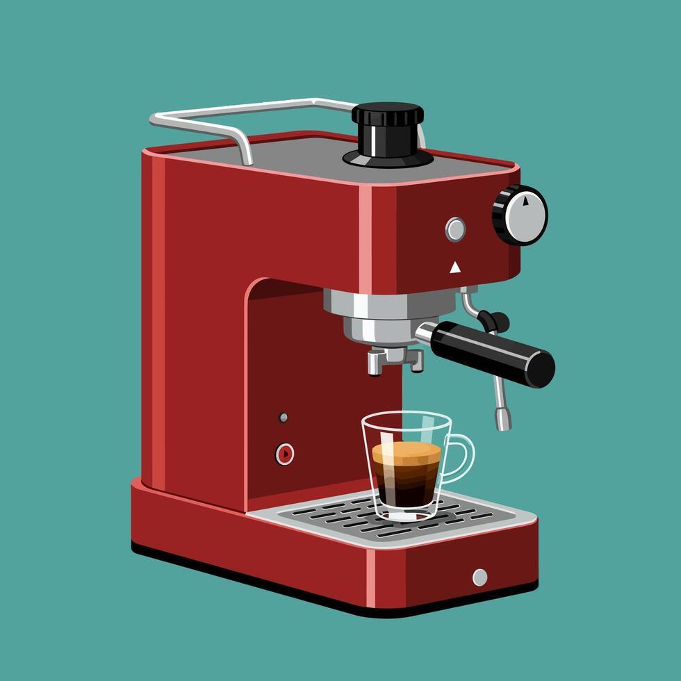 Red Espresso Machine Illustration - Flat vector