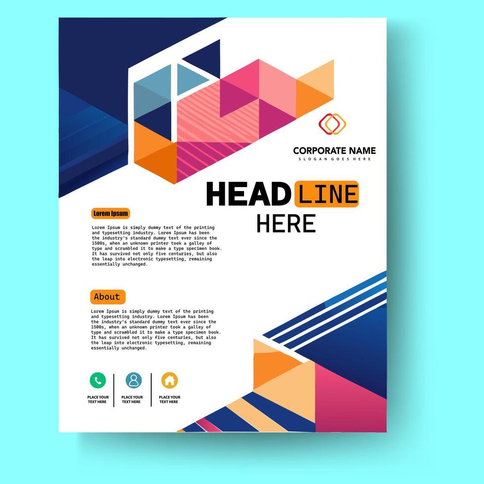 A flyer template with geometric shapes and colors vector