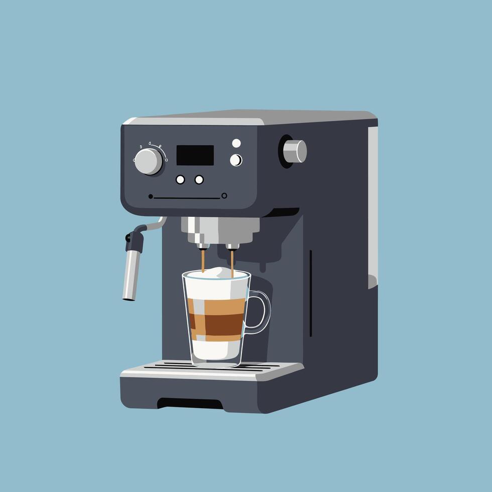 Espresso Machine Pouring Latte vector