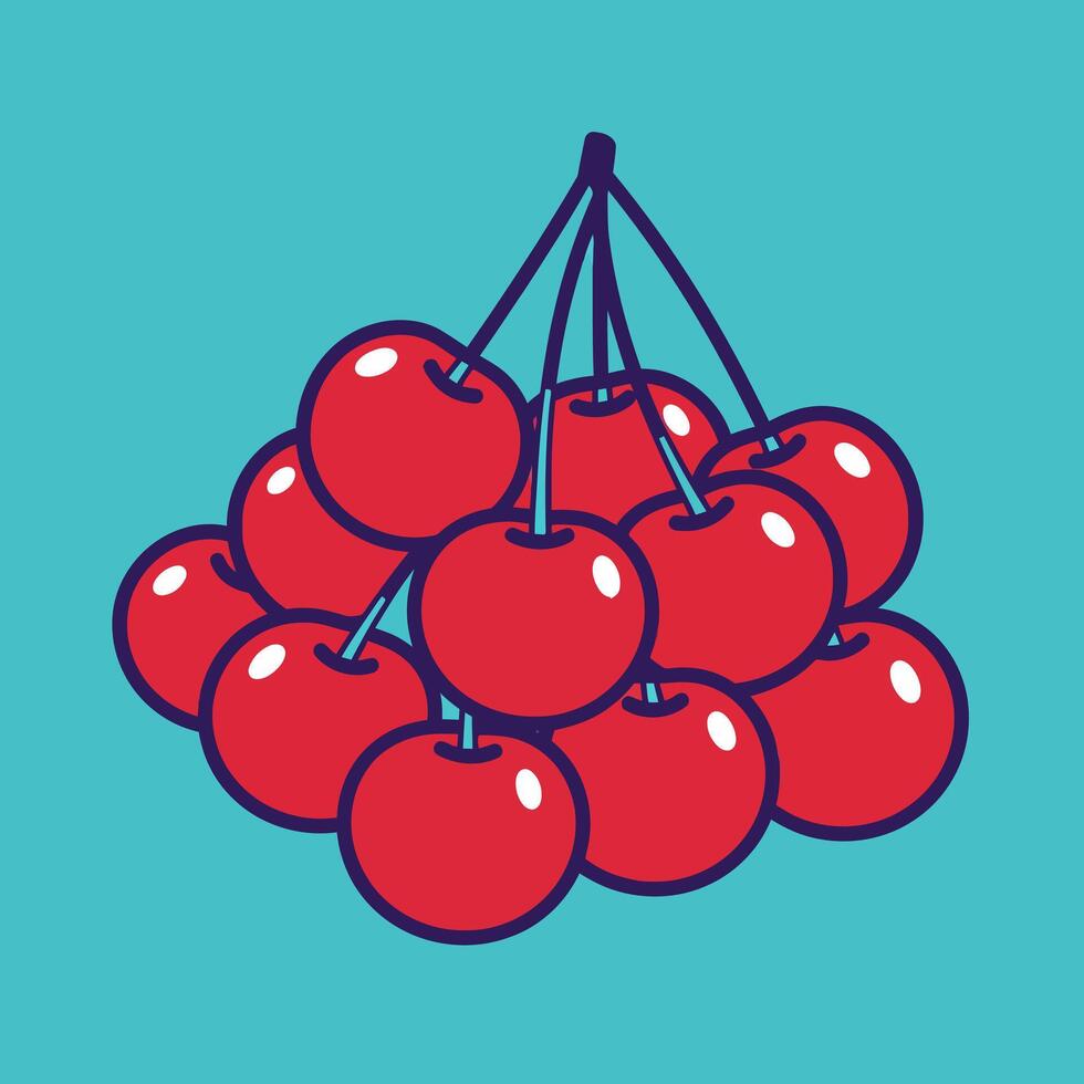 Cherries Group Flat Design Graphic vector