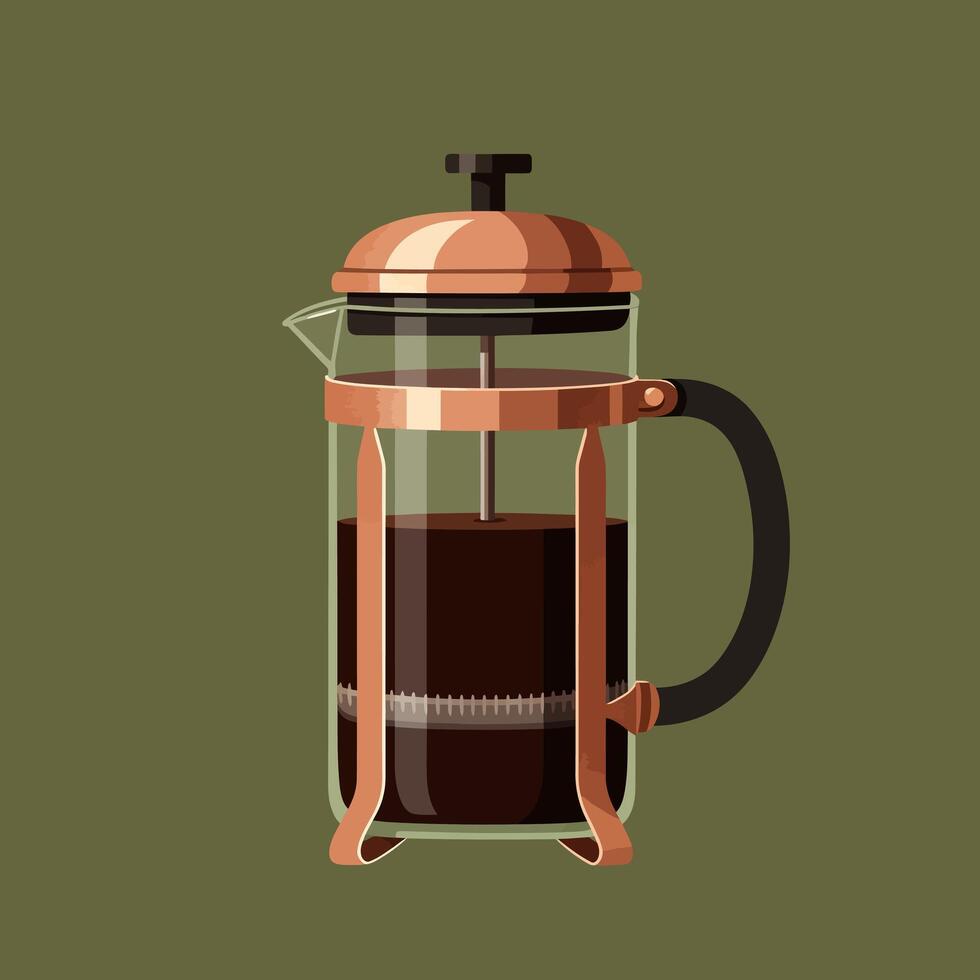 Coffee Plunger Illustration on Green Background vector