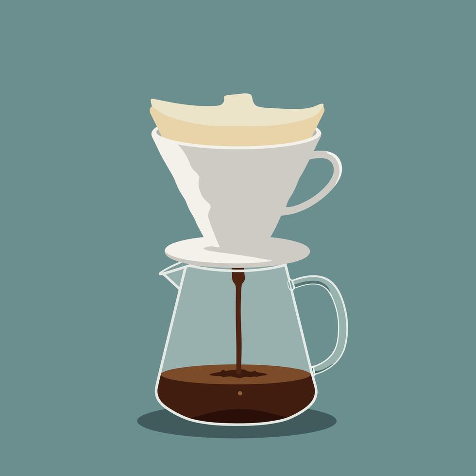 Dripper and Carafe Coffee Setup - Graphic vector