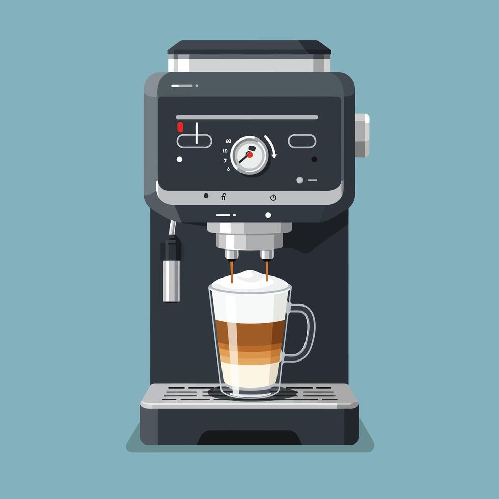 Espresso Machine Pouring Latte - Illustration vector