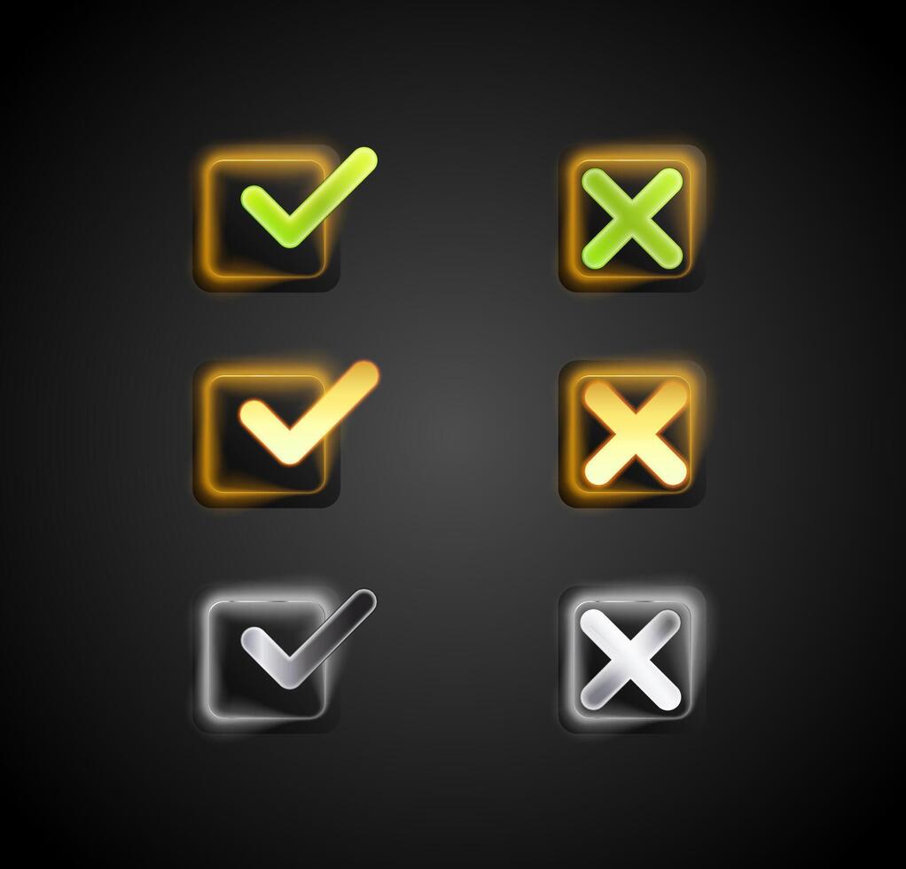 Circle Check And Cross Marks Check And Cross Boxes vector