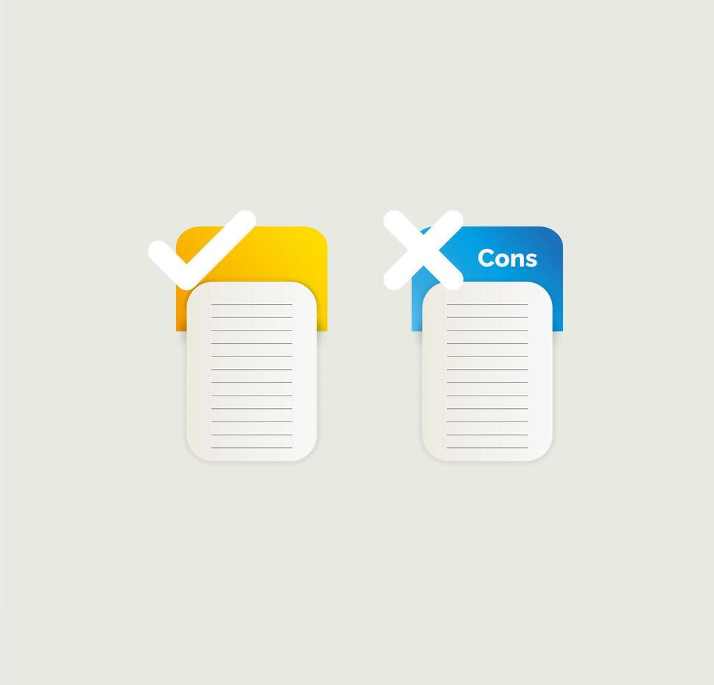 pros and cons mark checklist signs approval badge illustration vector