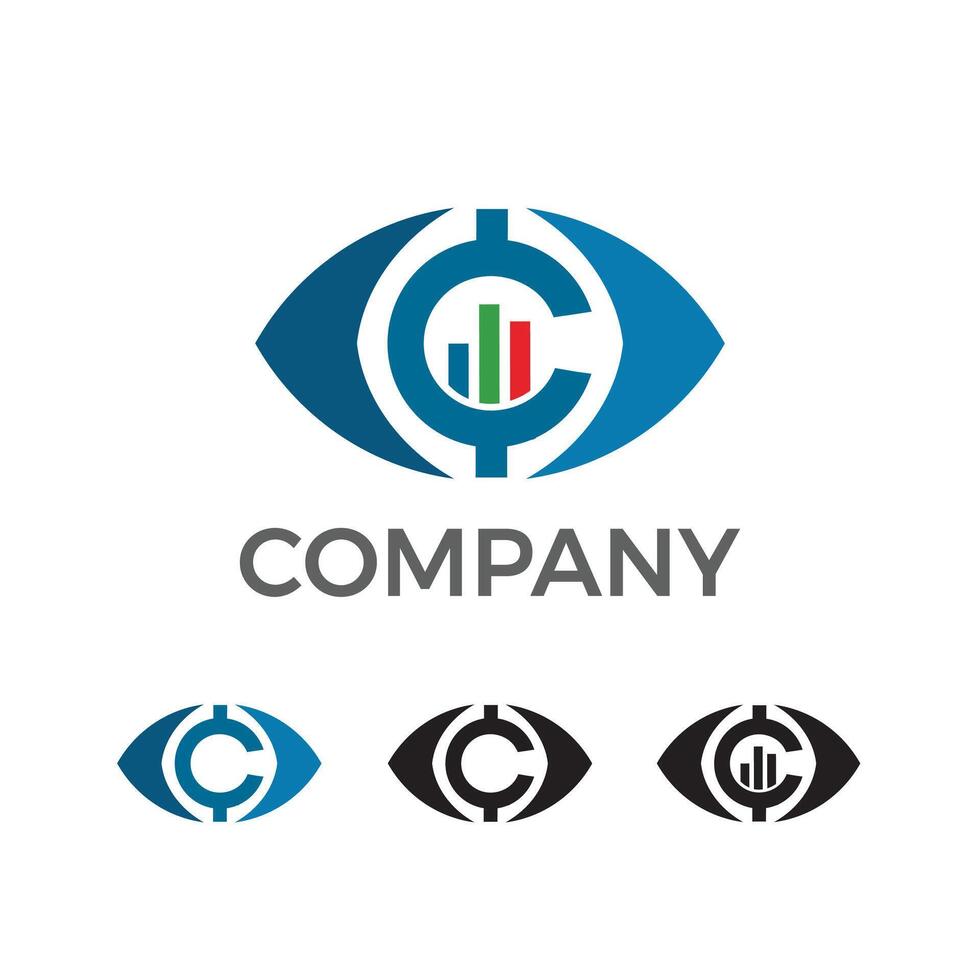 Letter C with Finance Eye logo design template vector