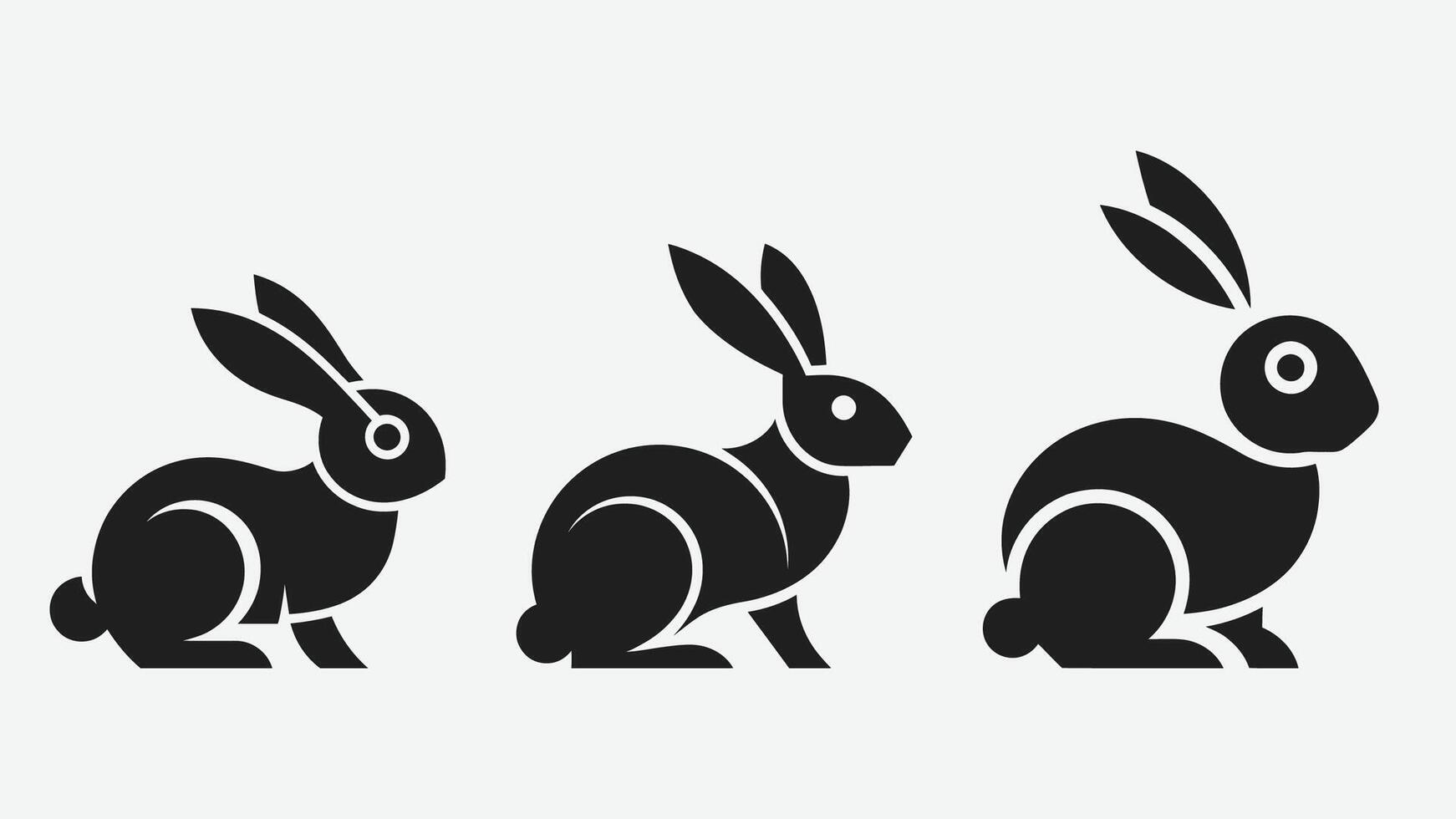 Minimal rabbits, silhouette rabbits, Modern, unique vector