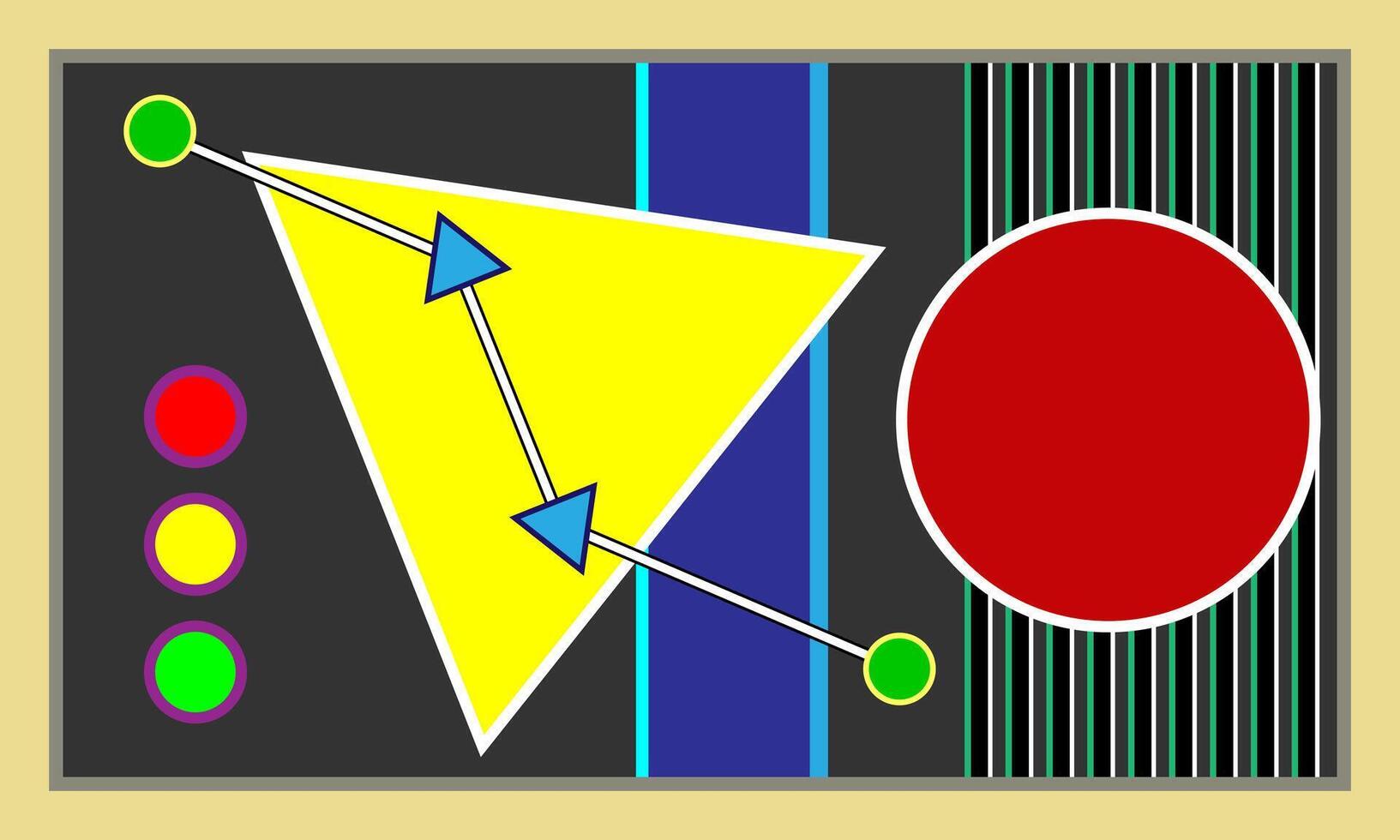 Bauhaus geometric pattern background, abstract circle, triangle and square lines art. Yellow, blue, red and green color, trendy Bauhaus pattern backgrounds vector