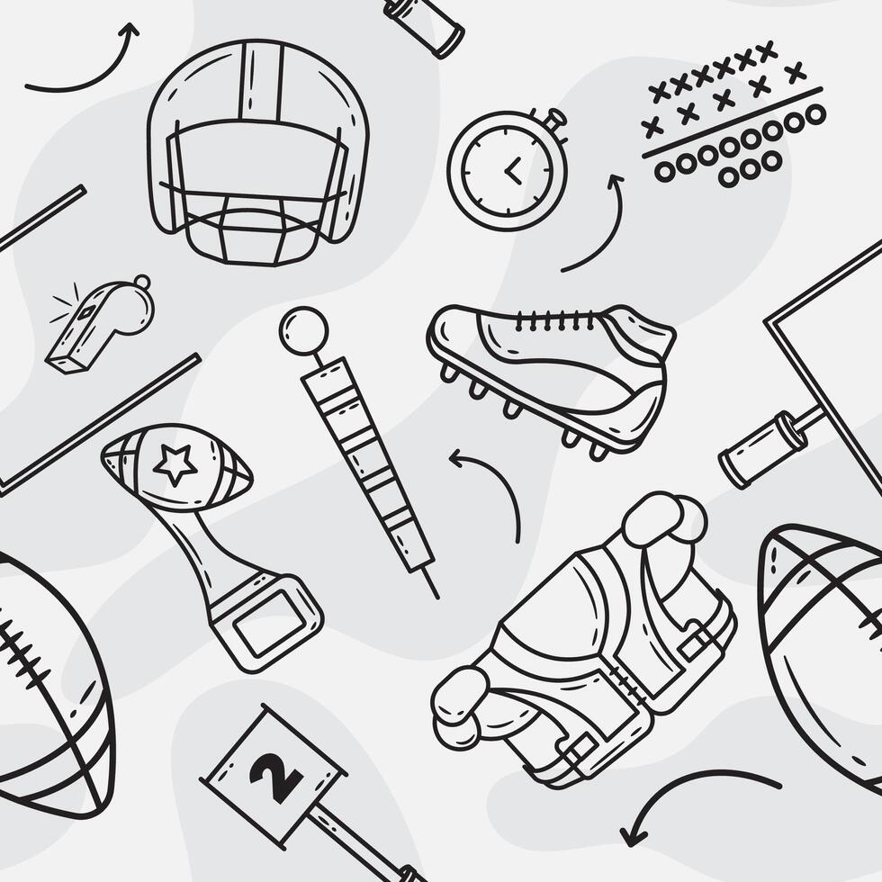 Seamless Pattern Kawaii American Football vector