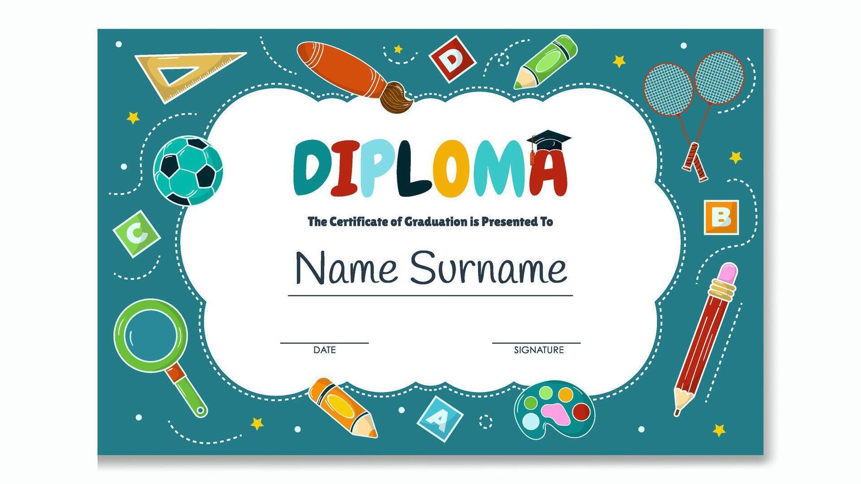 Fun Kindergarten Certificate vector