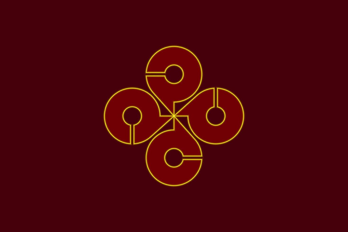 Official flag of Shimane. Prefecture in Japan. Illustration. Glow effect concept. vector