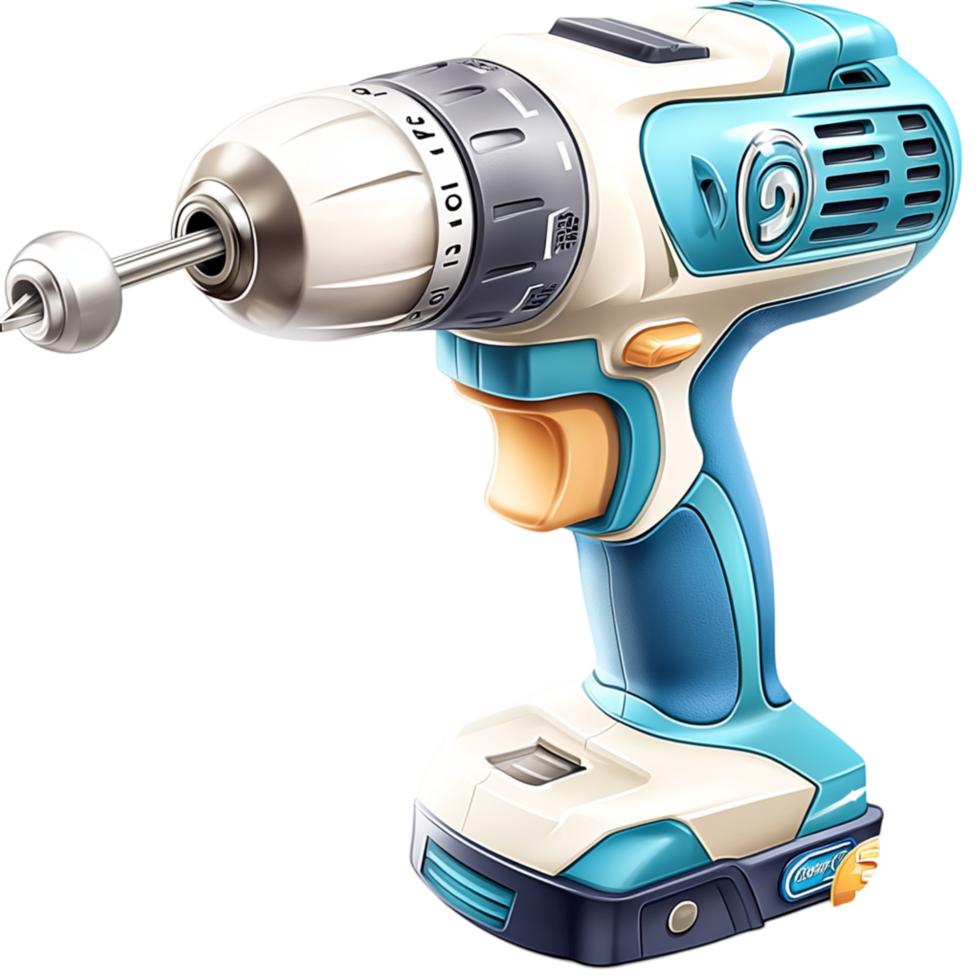 Powerful electric drill a sleek design featuring a sturdy grip sharp rotating drill bits. png