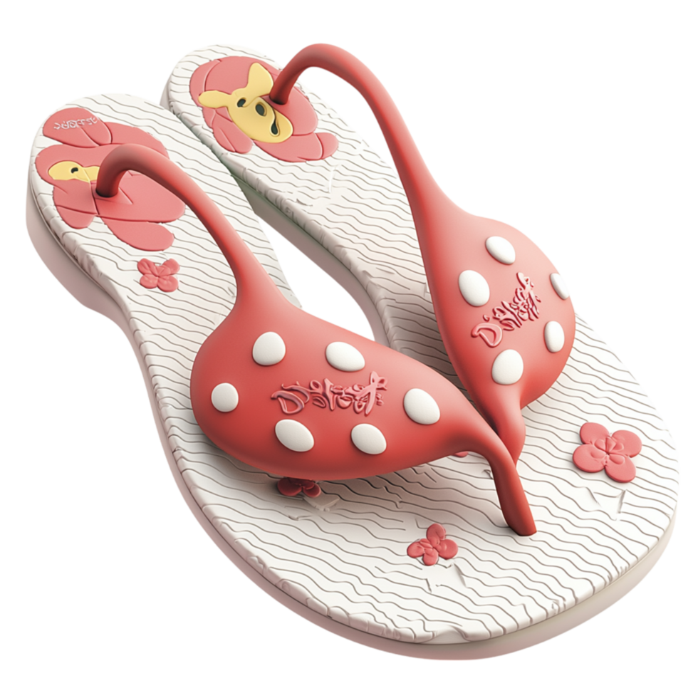 Elegant slippers a stylish red white pattern placed neatly on a white surface. png
