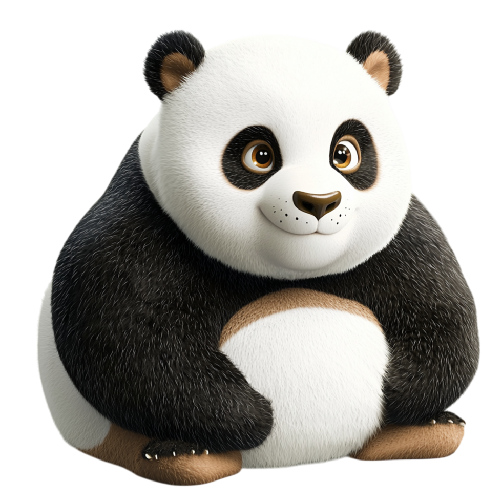 Cute pa bear sitting a gentle expression looking adorable its fluffy blackwhite fur. png