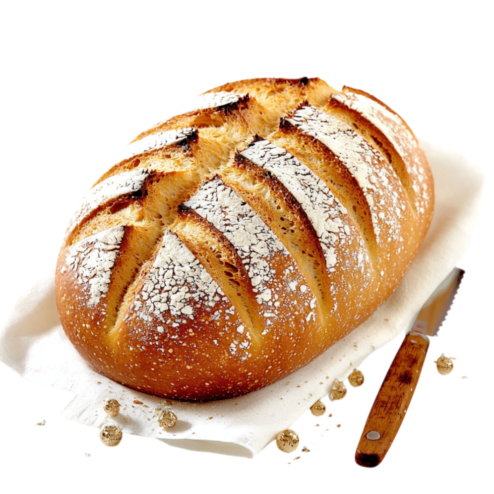 Freshly bakedisan bread a crispy crust symbolizing homemade goodness warmth traditional bakery excellence png