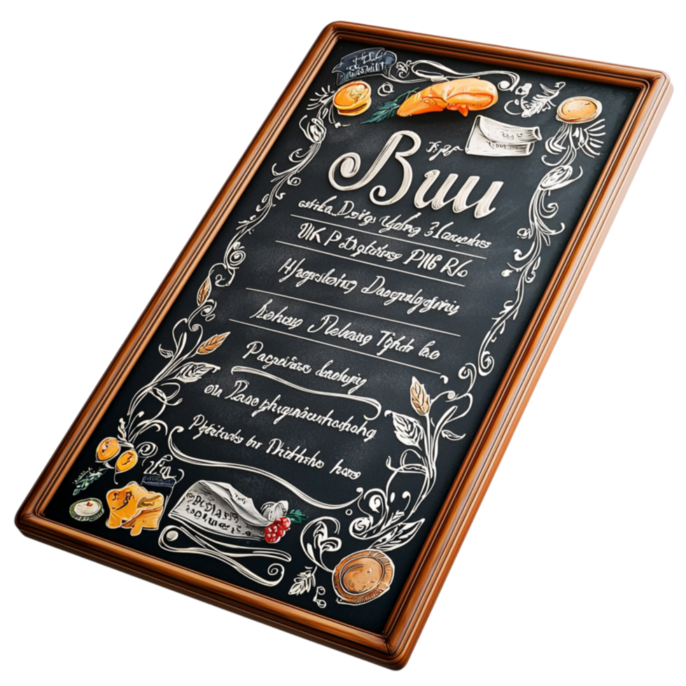 Chalkboard menu istic design symbolizing delicious restaurant offerings creativity the joy of dining out png