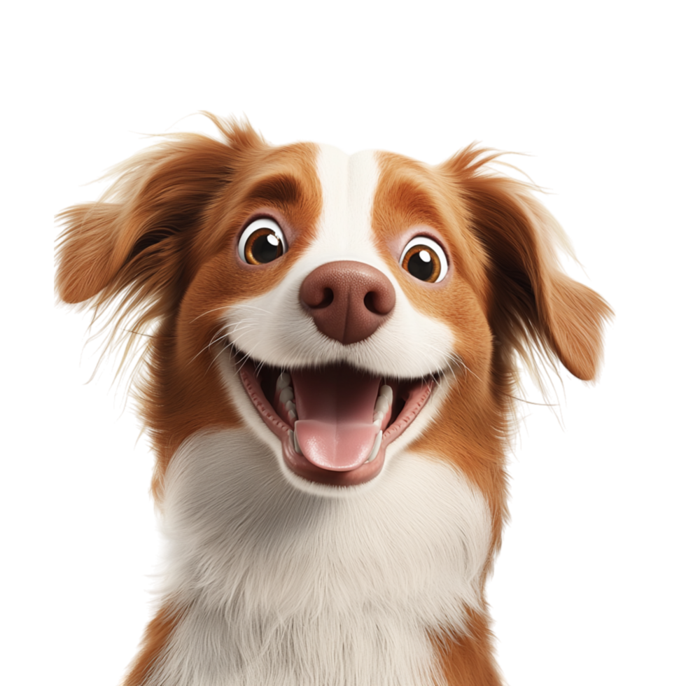 Cheerful dog bright eyes fluffy fur sting happily a friendly excited wagging tail png