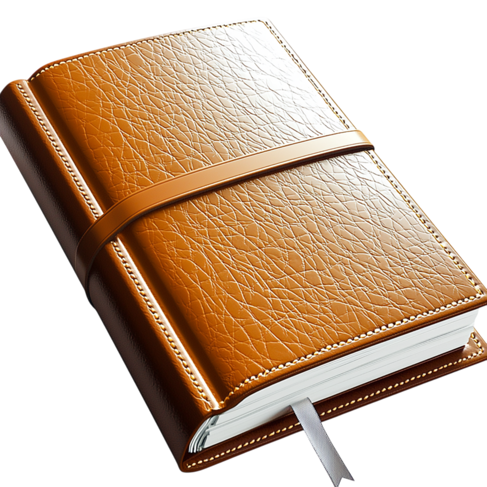 Classic brown leather notebook a textured cover designed for writing thoughts ideas creative inspirations png