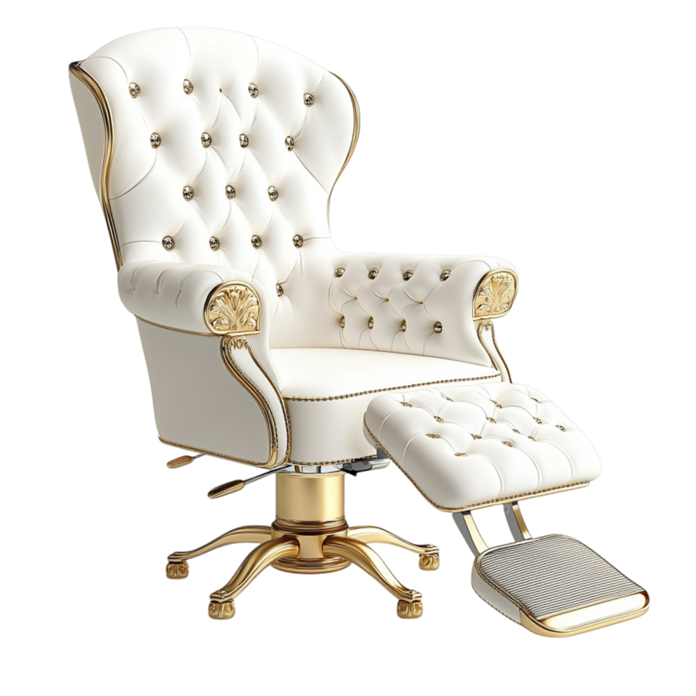 Comfortable white reclining office chair a footrest providing ergonomic support for long working hours png