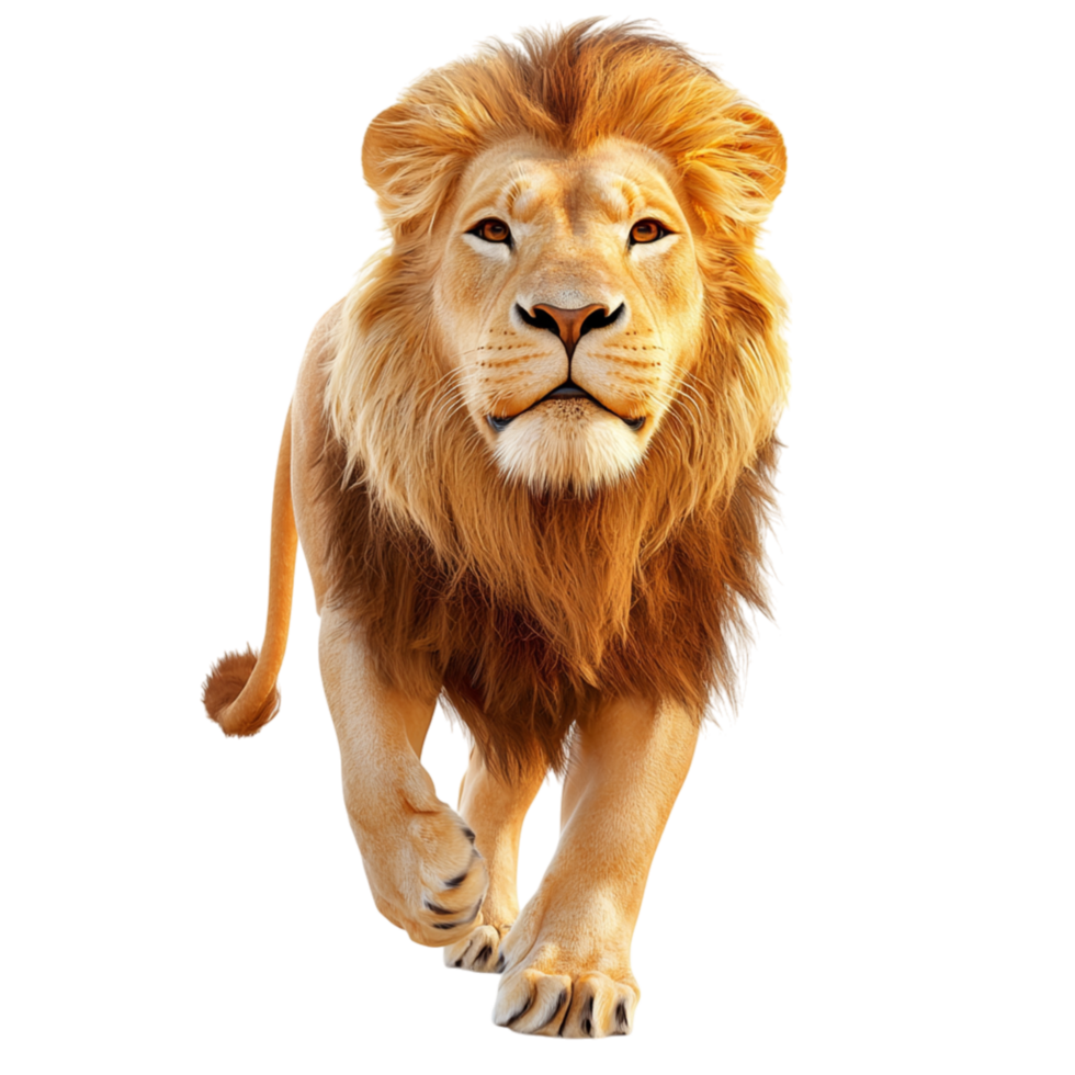 Majestic lion walking forward a confident powerful expression showing strength dominance leadership png