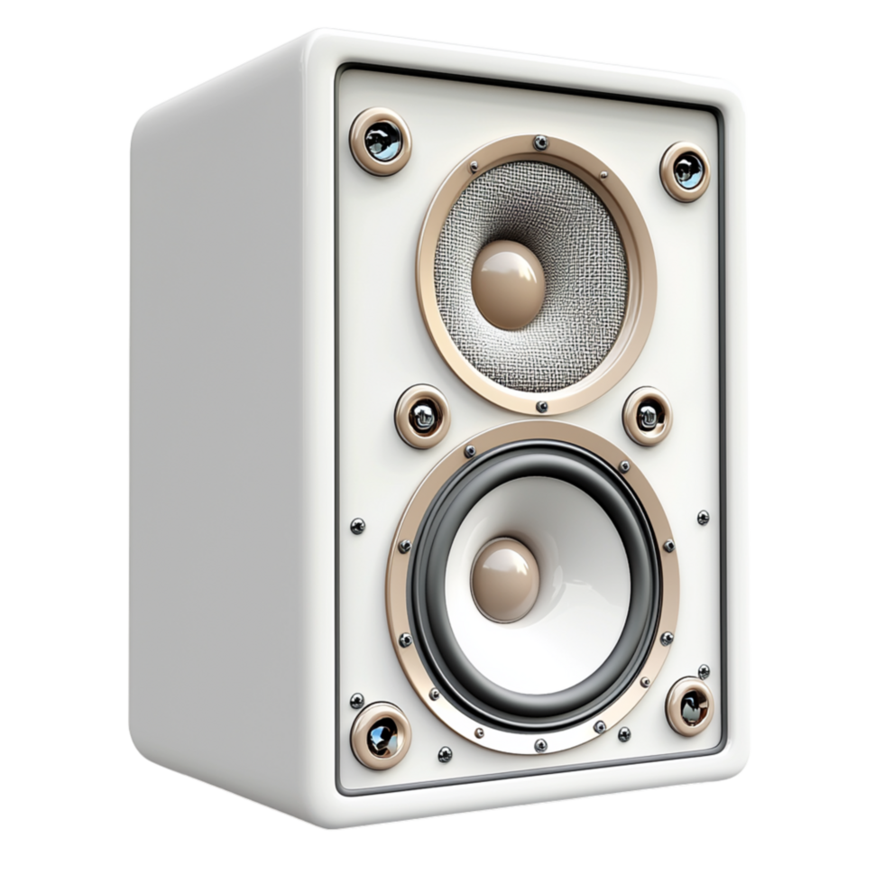 Modern white speaker multiple drivers producing clear crisp immersive highquality sound for music lovers png