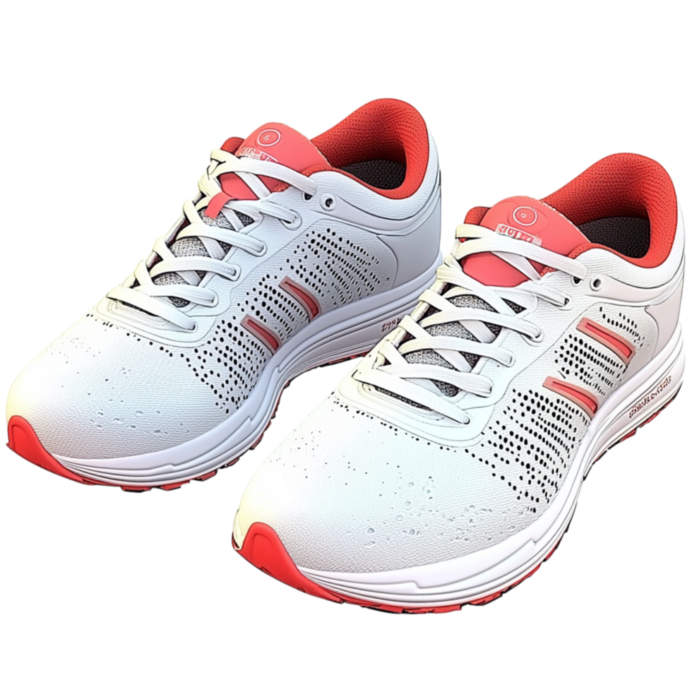 Trendy white red running shoes breathable mesh designed for comfort speed athletic performance png