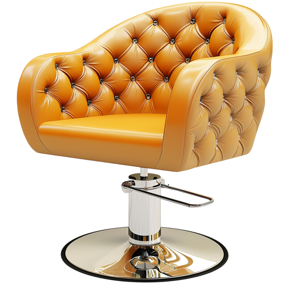 Modern tufted yellow armchair a rotating base providing comfort style for a sophisticated interior png