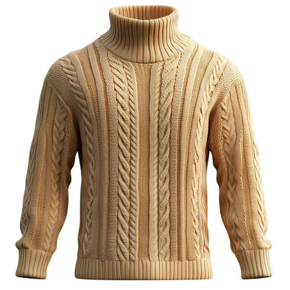 Cozy beige knitted sweater made from soft warm wool perfect for staying comfortable during winter days png