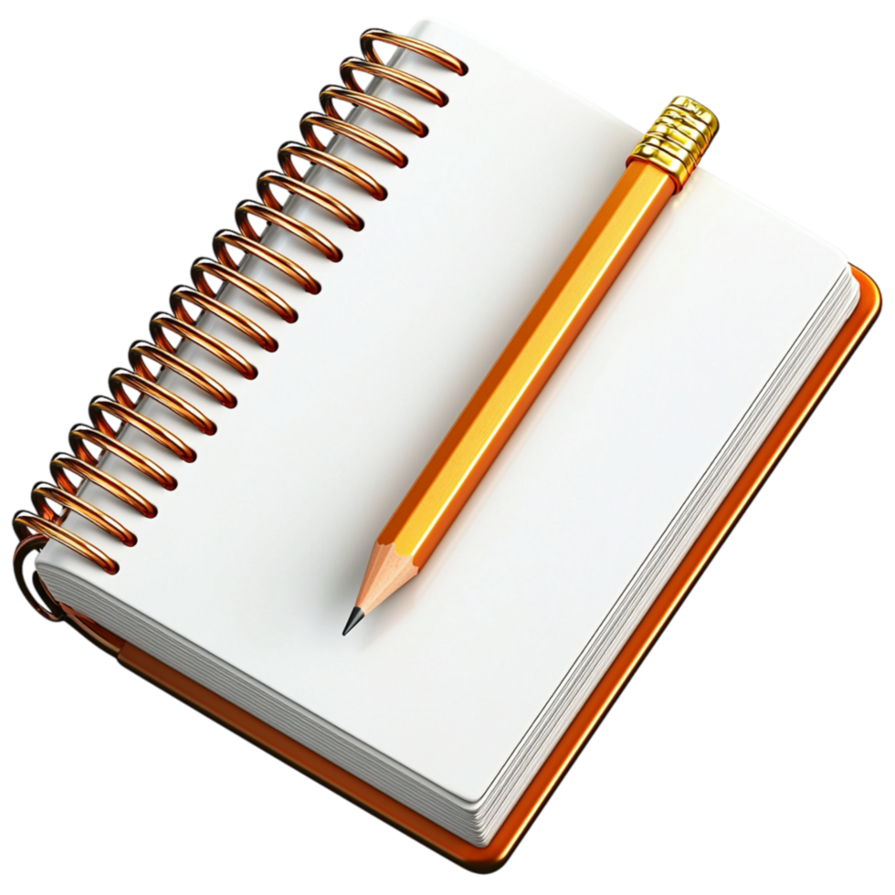 Classic spiral notebook a sharpened yellow pencil symbolizing creativity productivity hwritten inspiration png