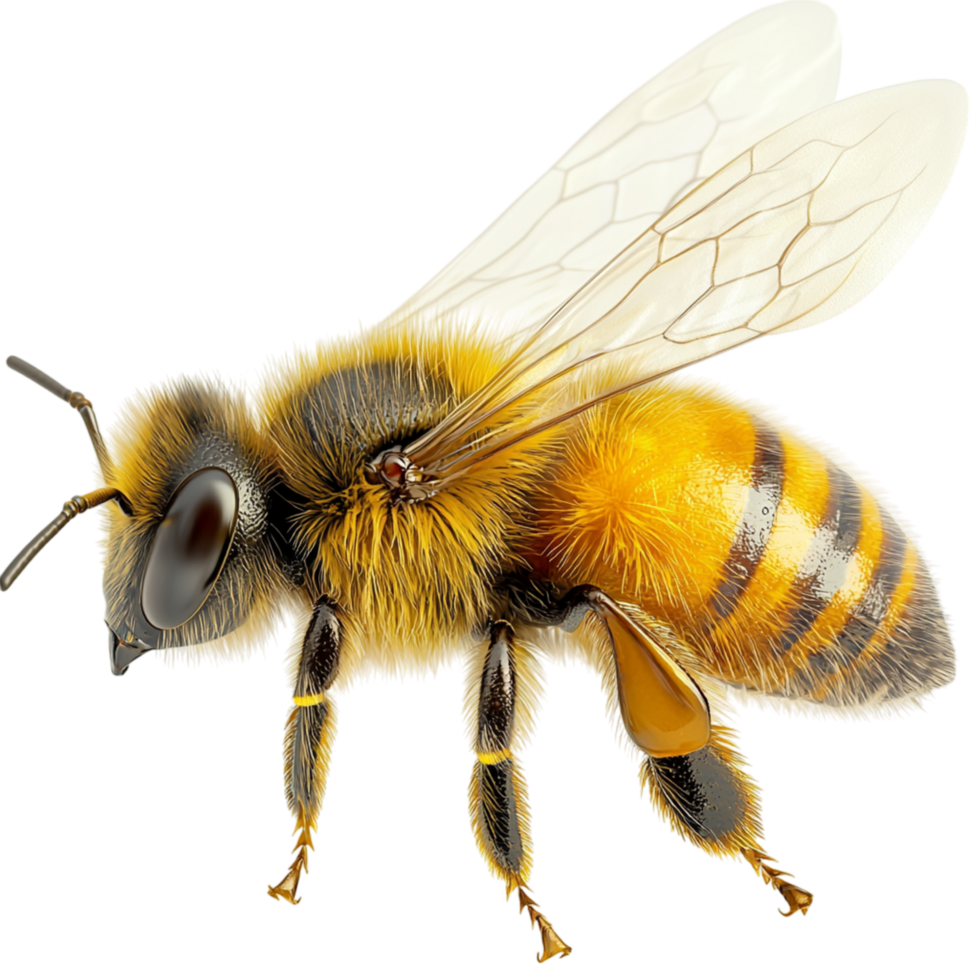 Detailed closeup of a honeybee symbolizing hard work pollination nature the importance of ecological balance png