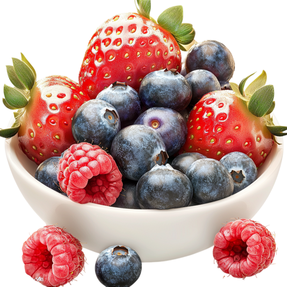 Fresh strawberries blueberries in a bowl symbolizing vibrant flavors natural sweetness healthy snacking png