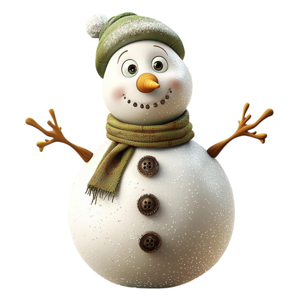 Adorable snowman a carrot nose cozy scarf png