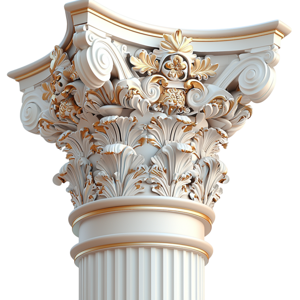 Detailed architectural column elegant sculpted carvings png