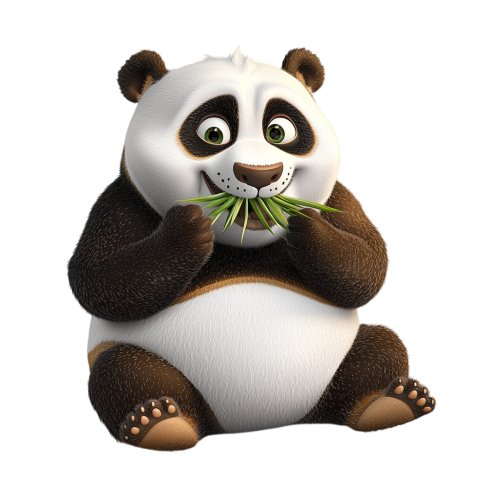 Cute pa eating bamboo a relaxed happy expression png