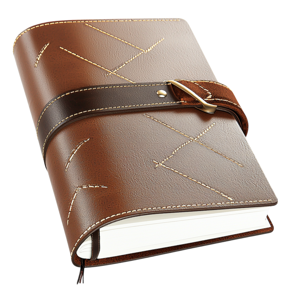 Sophisticated brown leather journal a strap closure png