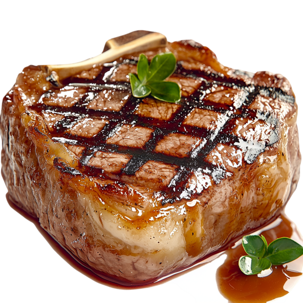 Juicy grilled steak fresh herbs a drizzle of sauce png