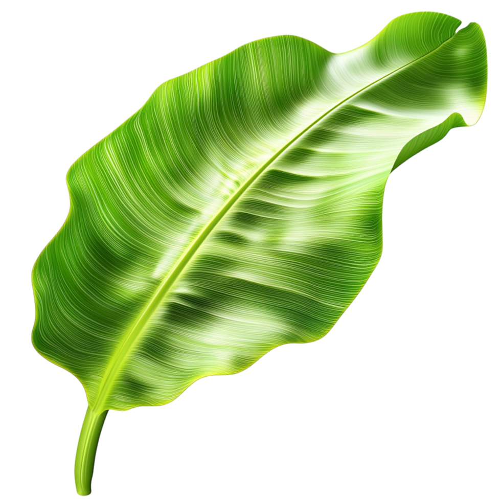 Large vibrant green banana leaf a natural curve png