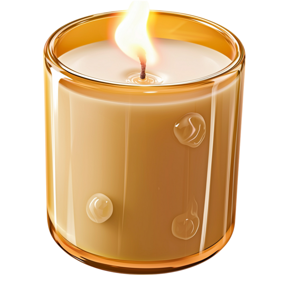Warm scented cle in a glass jar a golden wax finish png